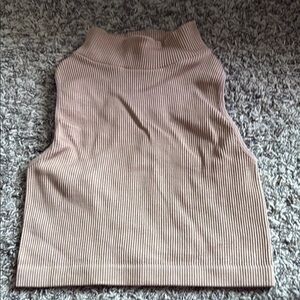 Ribbed Tan Sleeveless Top